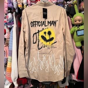 NWT Boohoo MAN Beige Graffiti Jacket